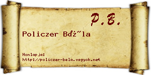 Policzer Béla névjegykártya